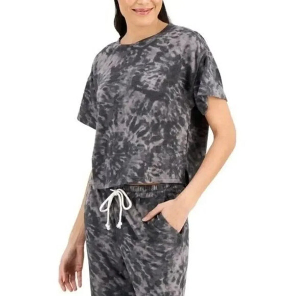 Jenni Intimates Gray Tie Dye Cropped T-Shirt M - Picture 1 of 5